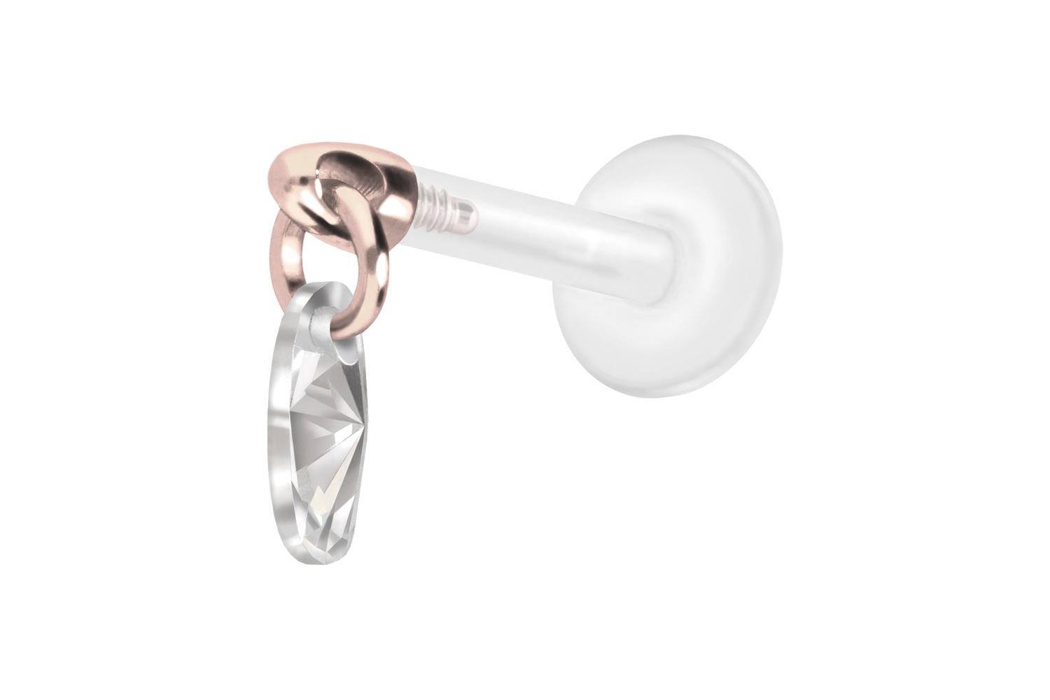 PTFE Labret Piercing mit Innengewinde + Titan-Aufsatz KRISTALLOVAL